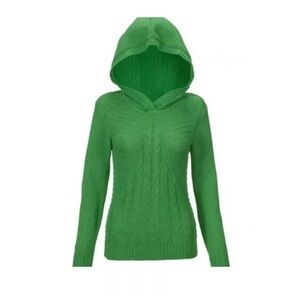 Cabi Laid Back Hoodie Sweater Jumper Womens Green Cable Knit Pullover Cotton